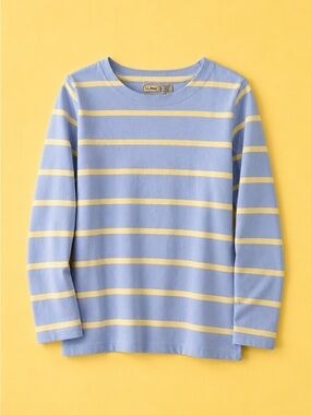 L.L. Bean Light Blue and Yellow Striped Long-Sleeve Tee